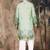 Green cotton floral kurta pajama for mens