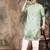 Green cotton floral kurta pajama for mens