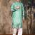 Green cotton floral kurta pajama for mens