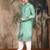 Green cotton floral kurta pajama for mens