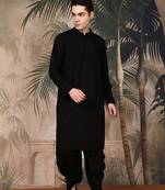 Black cotton chikankari kurta pajama for mens