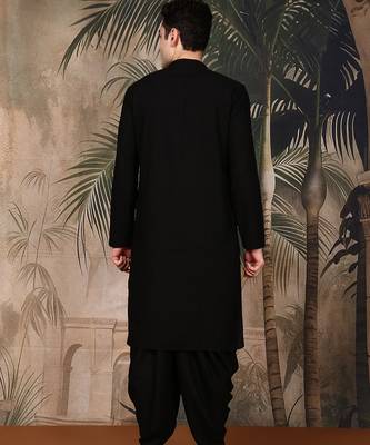 Black cotton chikankari kurta pajama for mens 4