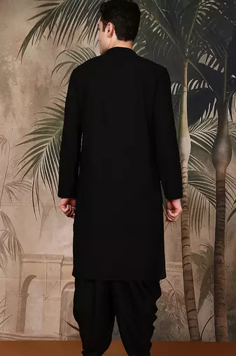 Black cotton chikankari kurta pajama for mens