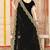 Black sequin zari embroidered siroski stone work two tone silk saree sari