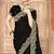 Black sequin zari embroidered siroski stone work two tone silk saree sari