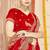 Red sequin zari embroidered siroski stone work two tone silk saree sari