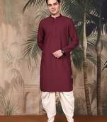 Maroon cotton chikankari kurta pajama for mens