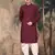 Maroon cotton chikankari kurta pajama for mens