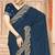 Teal blue sequin zari embroidered siroski stone work two tone silk saree sari