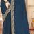 Teal blue sequin zari embroidered siroski stone work two tone silk saree sari