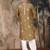 Brown silk blend emblisment kurta pajama for mens