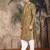 Brown silk blend emblisment kurta pajama for mens