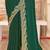 Green sequin zari embroidered siroski stone work two tone silk saree sari