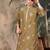 Brown silk blend emblisment kurta pajama for mens