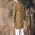 Brown silk blend emblisment kurta pajama for mens