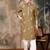Brown silk blend emblisment kurta pajama for mens