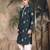 Denim blue silk blend emblisment kurta pajama for mens