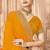 Mustard sequin zari embroidered siroski stone work two tone silk saree sari