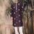 Purple silk blend emblisment kurta pajama for mens