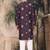 Purple silk blend emblisment kurta pajama for mens