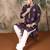 Purple silk blend emblisment kurta pajama for mens