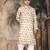 beige cotton printed kurta pajama for mens