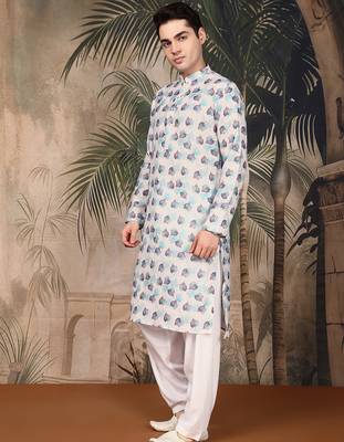 Multicolor cotton printed kurta pajama for mens 2