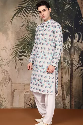 Multicolor cotton printed kurta pajama for mens