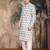 Sky blue cotton printed kurta pajama for mens