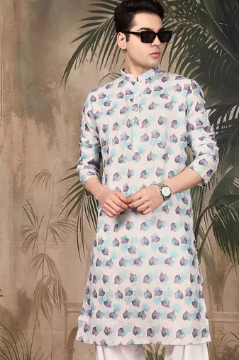 Multicolor cotton printed kurta pajama for mens