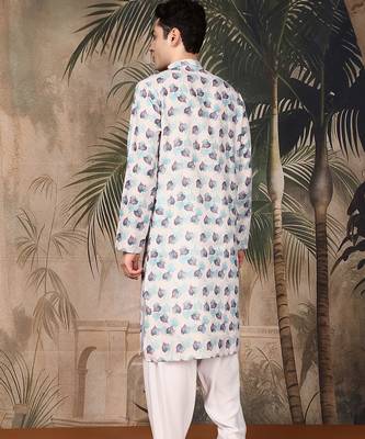 Multicolor cotton printed kurta pajama for mens 4