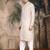 Beige cotton printed kurta pajama for mens