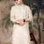 Beige cotton printed kurta pajama for mens