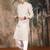 Beige cotton printed kurta pajama for mens