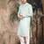 Green cotton printed kurta pajama for mens