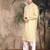 Light yellow cotton printed kurta pajama for mens