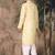 Light yellow cotton printed kurta pajama for mens