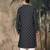 Charcoal rayon sequins kurta pajama for mens