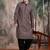 Brown cotton sequins kurta pajama for mens