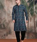 Firozi cotton sequins kurta pajama for mens