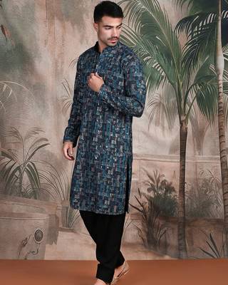 Firozi cotton sequins kurta pajama for mens 3