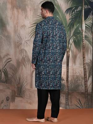 Firozi cotton sequins kurta pajama for mens 4
