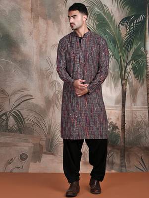 multicolor cotton sequins kurta pajama for mens 2
