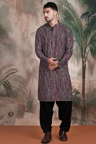 multicolor cotton sequins kurta pajama for mens