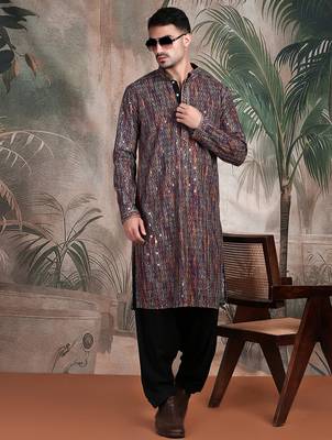 multicolor cotton sequins kurta pajama for mens 5