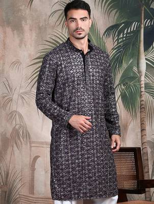 Rust cotton sequins kurta pajama for mens 1