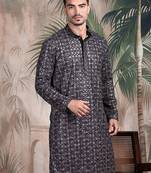Rust cotton sequins kurta pajama for mens