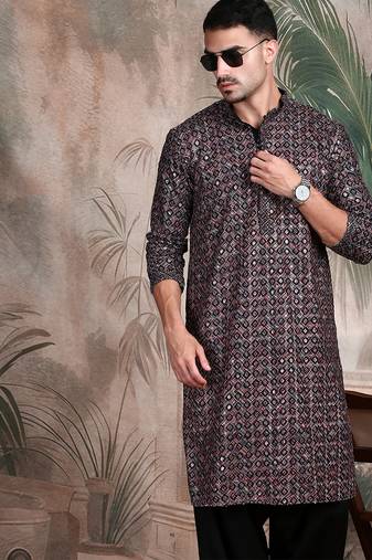 Mulicolor cotton sequins kurta pajama for mens