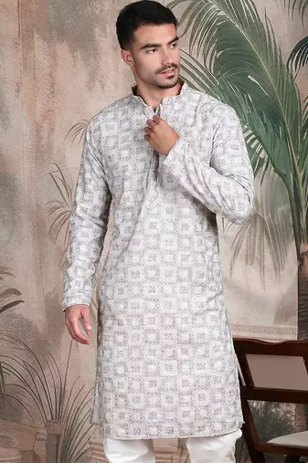 Mauve rayon sequins kurta pajama for mens