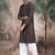 Deep beige cotton sequins kurta pajama for mens